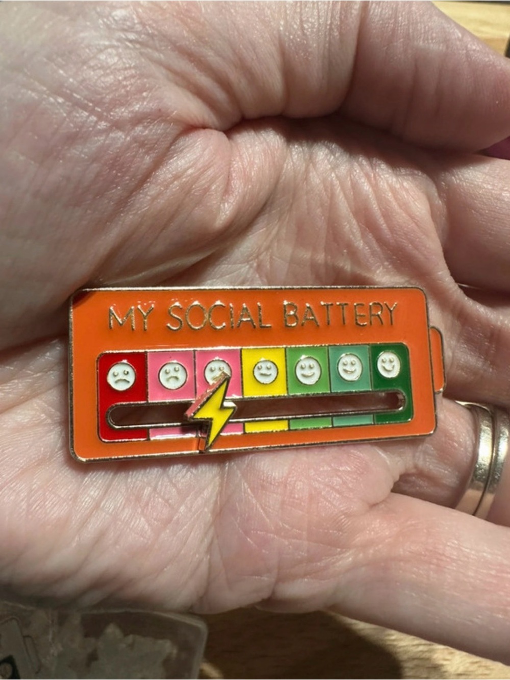 My Social Battery Enamel Pin - Orange Multicolor